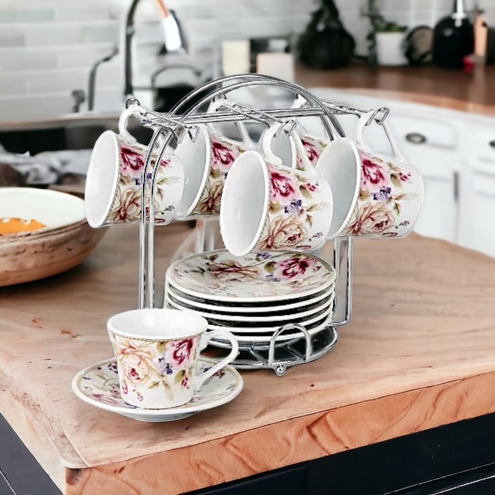 Espresso Cup & Saucer Set, Service for 6
